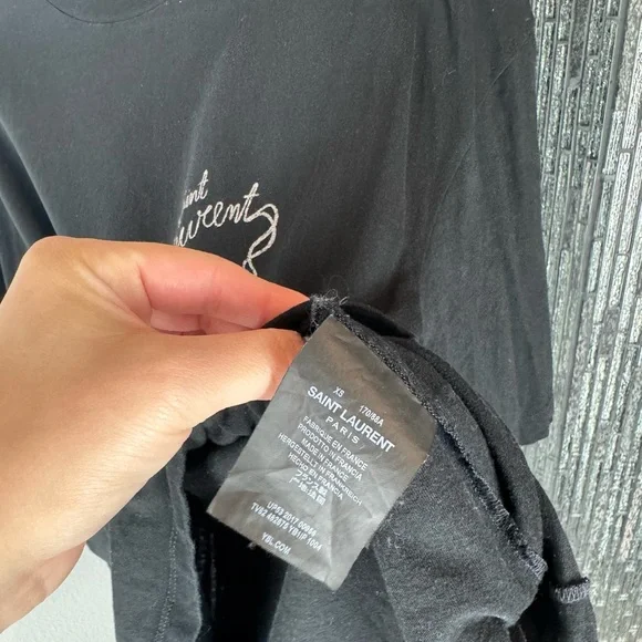 🚭Saint Laurent Black No Smoking Detail Cotton Jersey T Shirt Size XS